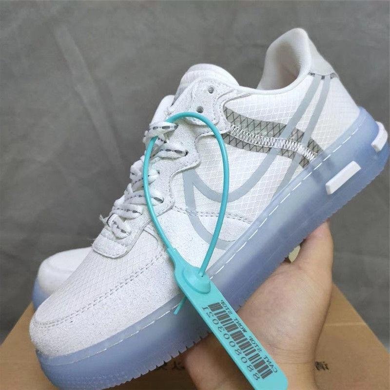 Giày Thể Thao 𝗔𝗙𝟭 React White Ice Trắng Đế Dạ Quang Nam Nữ, Giày Sneaker Air Force 1 React Full Box 36D Sneaker