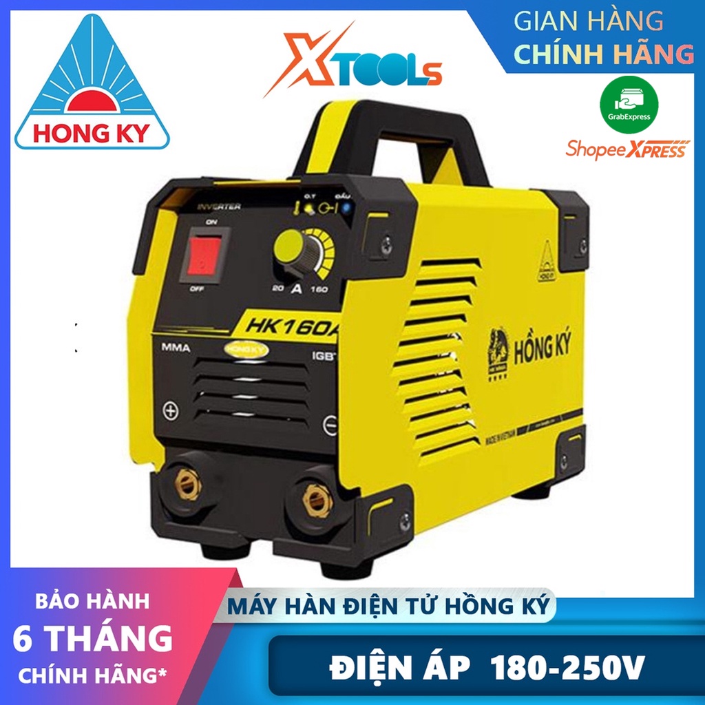 Máy hàn que Inverter Hồng Ký HK160A | Máy hàn điện tử Hàn que 1.6 - 3.2 mm Công suất đúng 160A dùng để hàn các đồ vật t