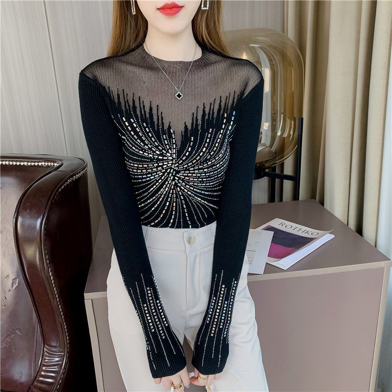 Áo Sweater Dệt Kim Phối Lưới Tay Dài Thời Trang Thu Đông Hàng Mới 2022