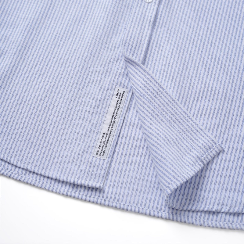 [Mã ICBFRI150 giảm 150K đơn 250K] Áo sơ mi Silencestandard Premium Oxford Shirt Logo S thêu/ kẻ xanh | BigBuy360 - bigbuy360.vn
