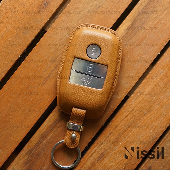 Bao da KIA Seltos, RIO, Cerato - 3 nút - da bê Epsom - bao da chìa khoá ô tô - phụ kiện đồ chơi ô tô