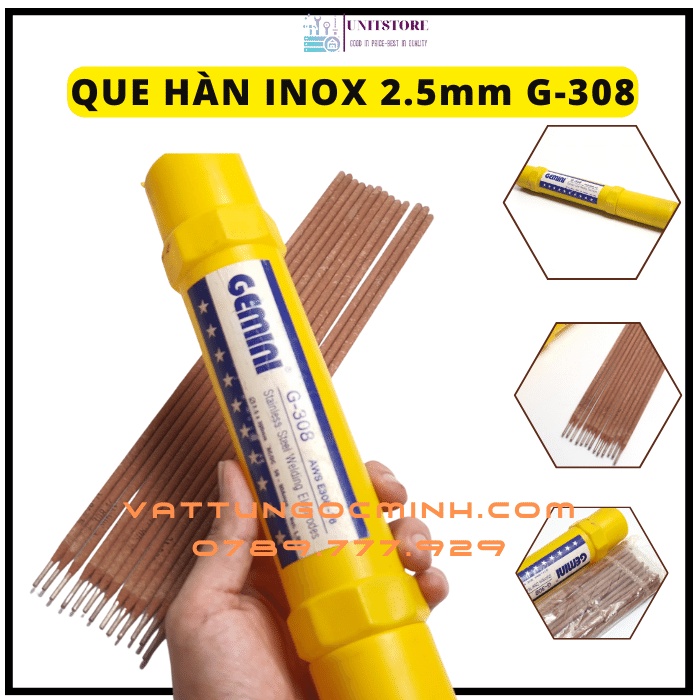 Que hàn inox 2.5mm G-308 hộp 1kg