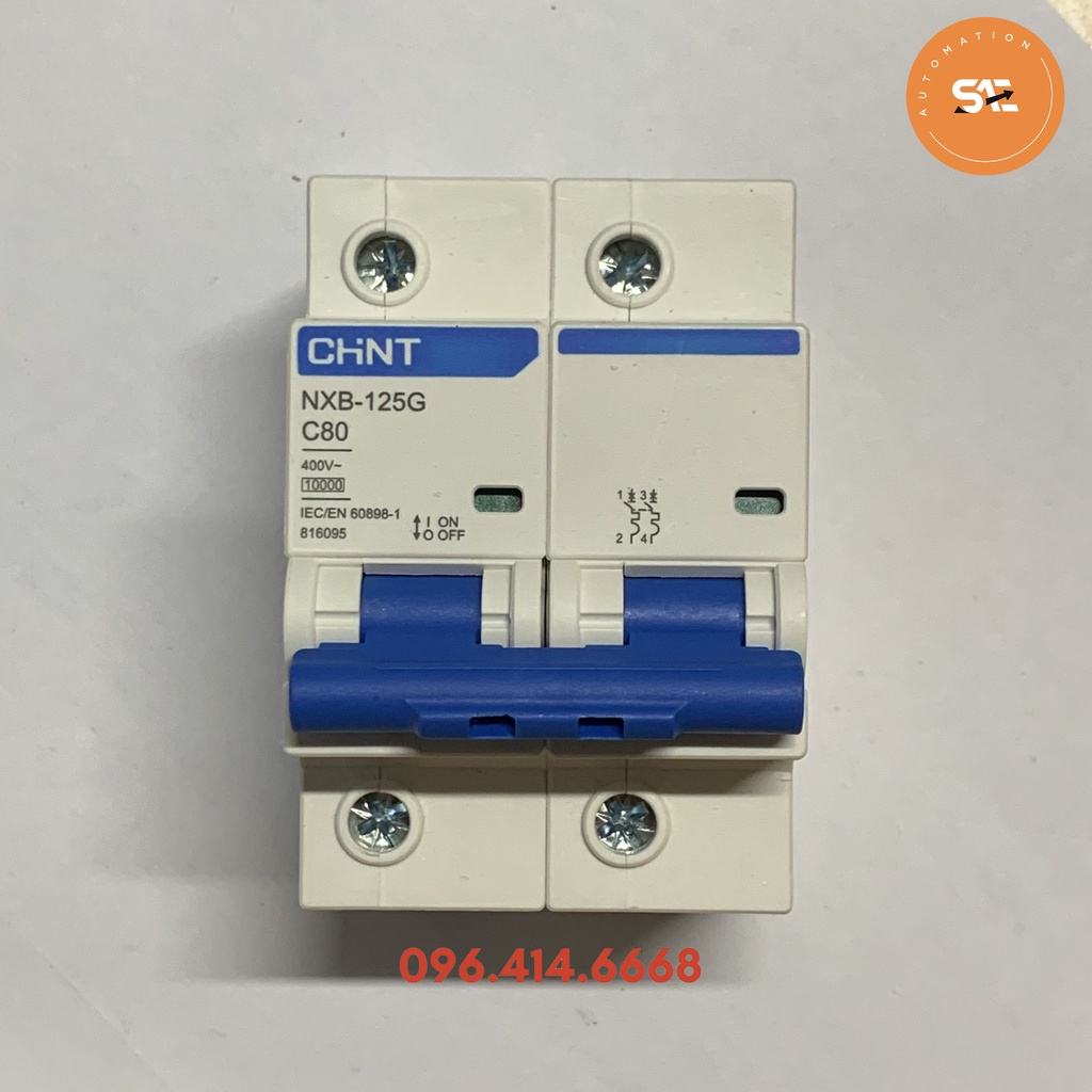 Aptomat MCB 2P 125/100A/80A NXB-125 hãng Chint dòng cắt 10kA, attomat  2Pha hàng chính hãng