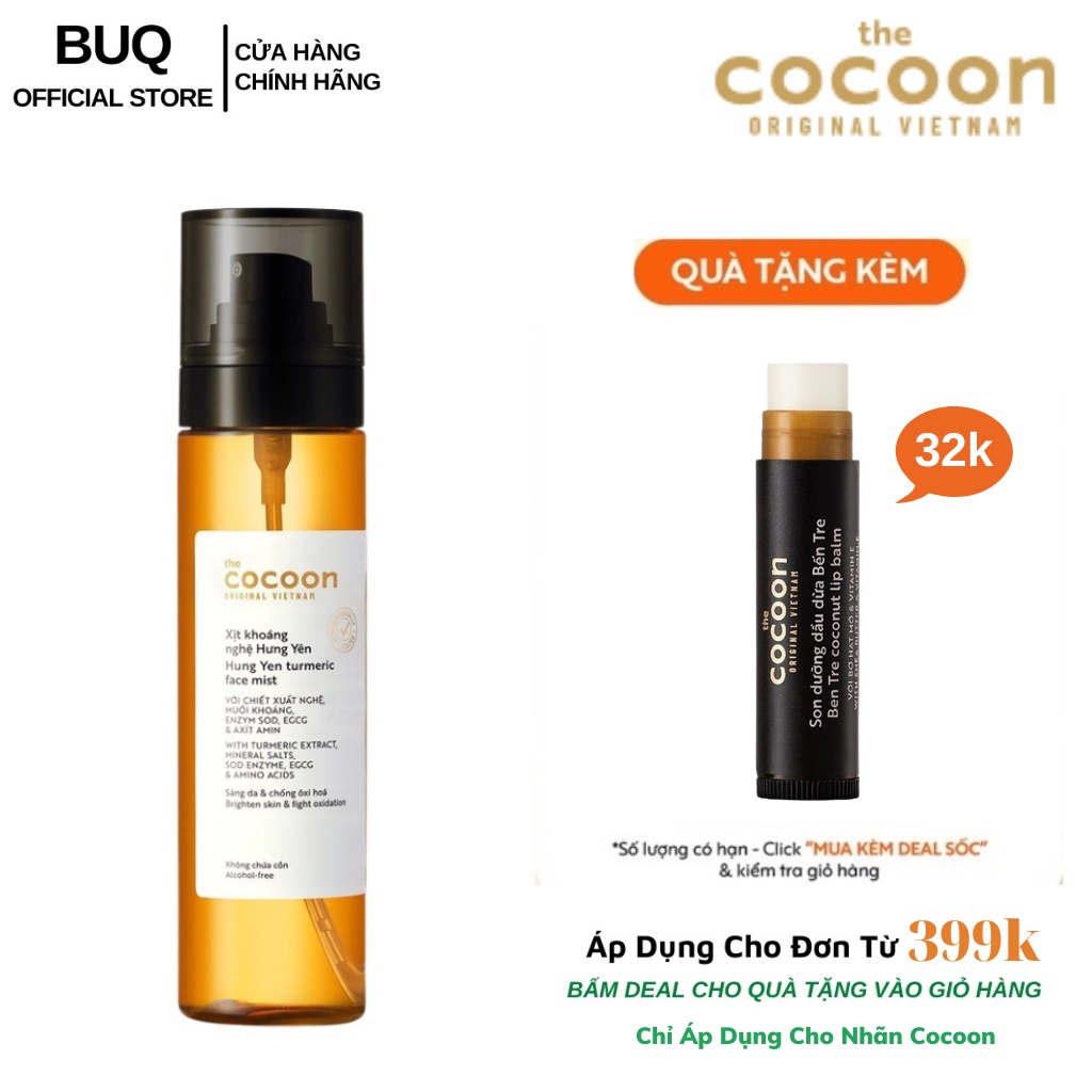 Xịt Khoáng Nghệ Hưng Yên Cocoon Giúp Sáng Da Và Chống Lão Hóa Cocoon 130ml