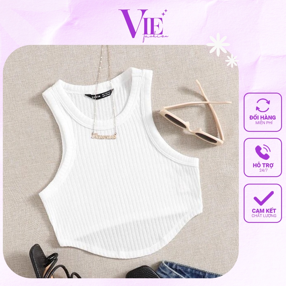 Áo ba lỗ vạt trước cực tôn dáng. Vải gân to cao cấp không bai xù, co dãn nhẹ giữ phom tốt. VIE fashion 2107-11