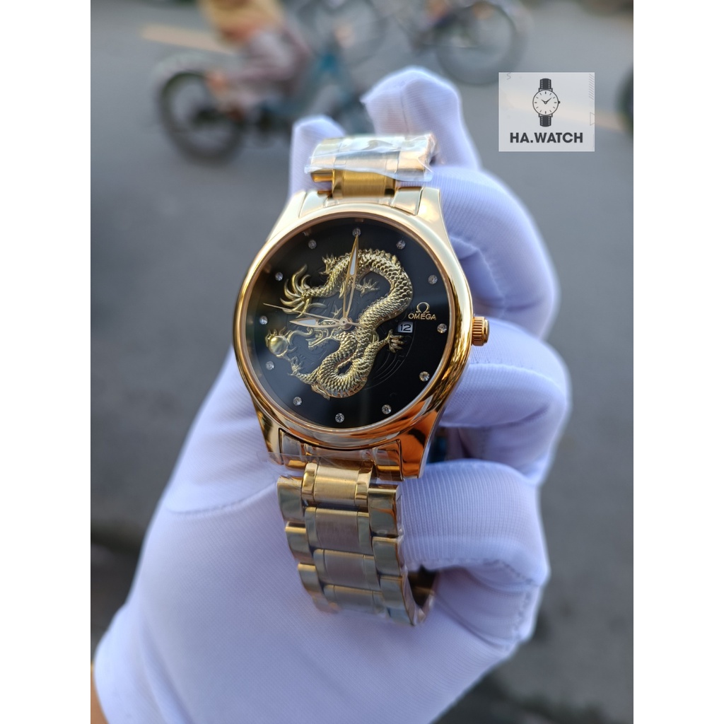 ĐỒNG HỒ NAM CAO CẤP OMG RỒNG VÀNG - MÁY PIN NHẬT - MẶT SAPPHIRE - CHỐNG NƯỚC 5ATM