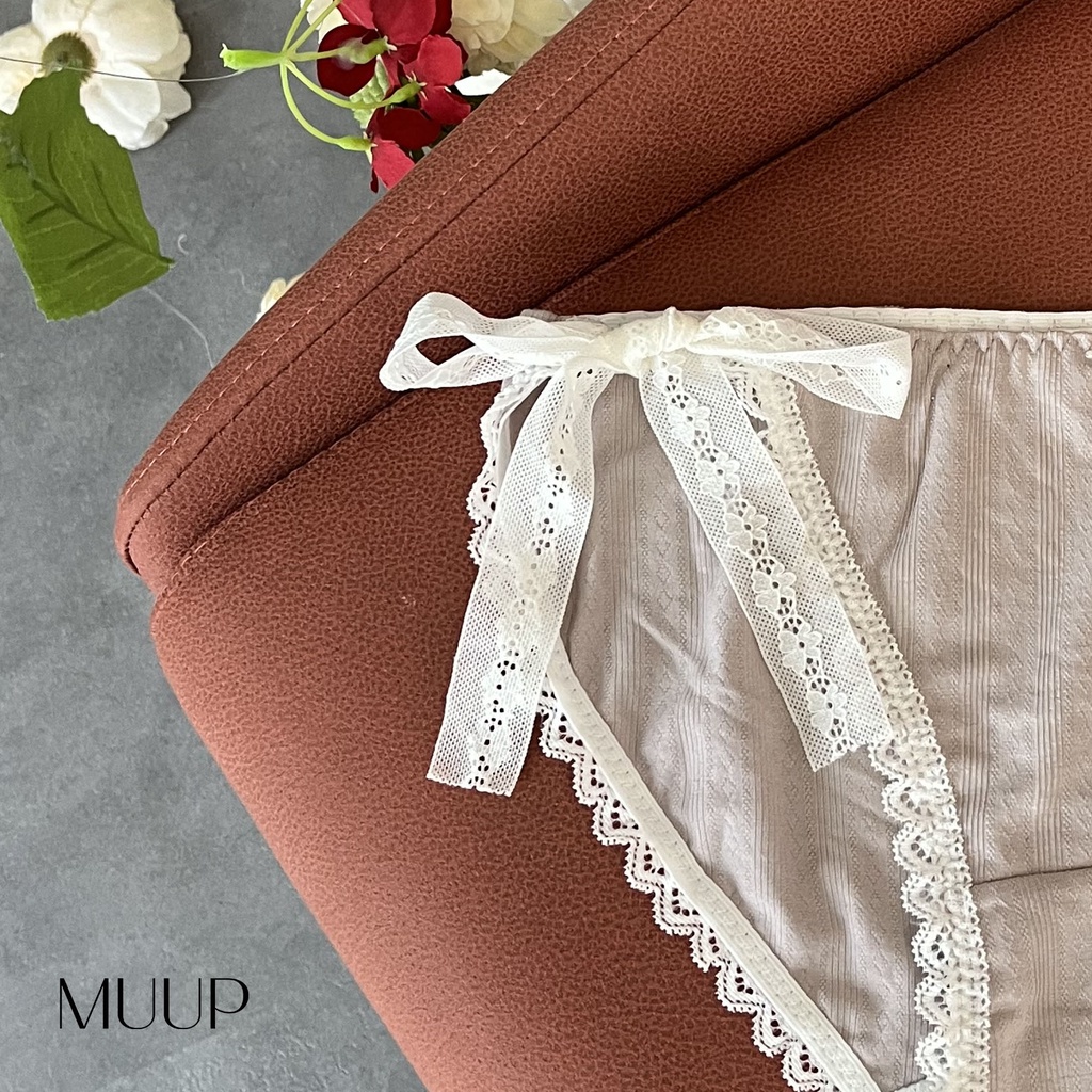 Quần lót nữ MQ005 Side Tie Pantie viền ren phối nơ thắt sườn xinh xắn cotton mềm co giãn tốt Lylylorem