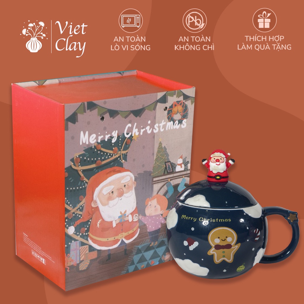 Cốc Ly Gốm Sứ Giáng Sinh  Siêu Dễ Thương, Hình Quả Cầu, Quà Tặng Ý Nghĩa Cho Mùa Noel