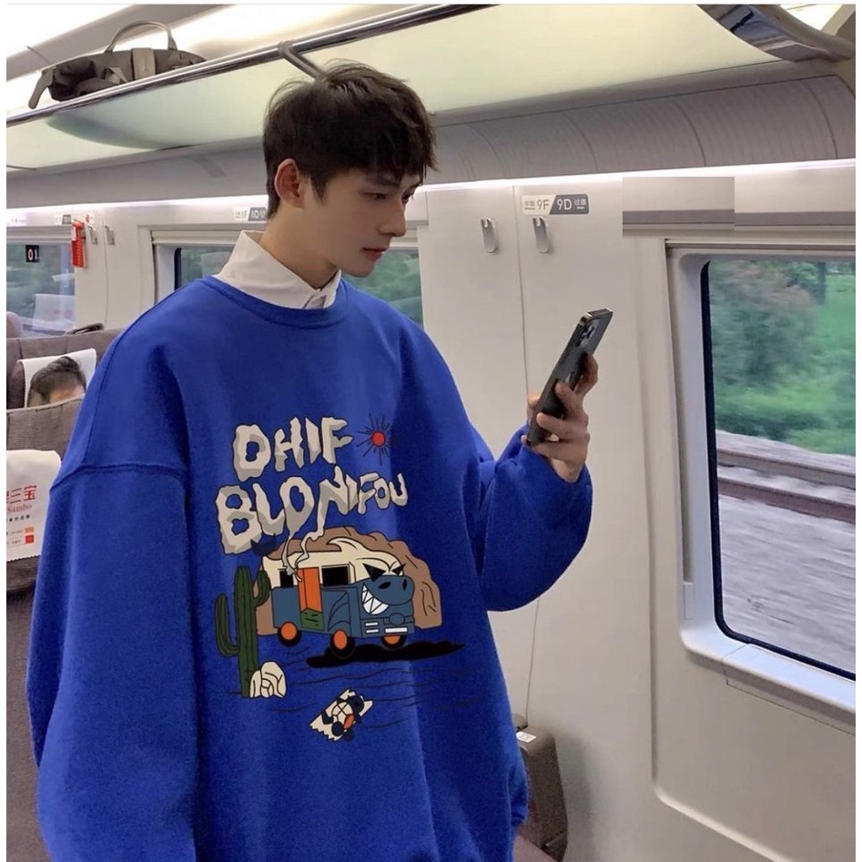 Áo sweater oto xương rồng DHIF Unisex  Nỉ bông form rộng in hình 5d cá tính đường phố hàn quốc peonyb