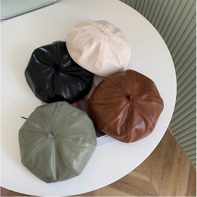 Mũ nồi nữ xinh chất da cao cấp - Nón beret màu trơn phong cách vintage thời trang - Quà tặng sinh nhật, Giáng sinh đẹ