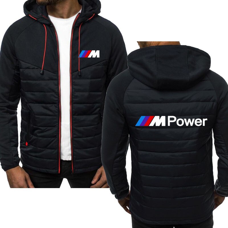Áo Khoác Thể Thao Có Nón Phối Khóa Kéo In Logo Xe Hơi Bmw Cá Tính Cho Nam