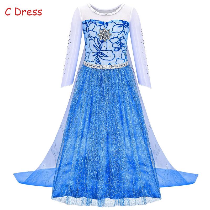 Đầm Công Chúa Elsa Phối Lưới Đính Kim Sa Kèm Túi Áo Choàng Thời Trang Cho Bé Gái