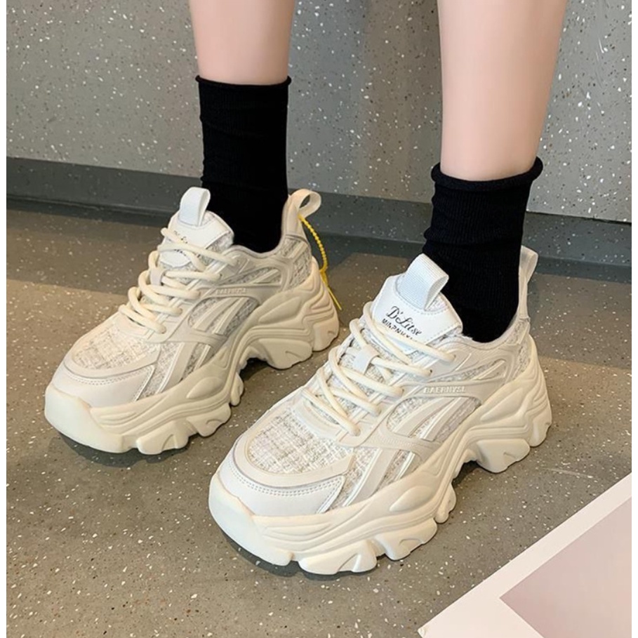 (New 2023 - Có Sẵn - Siêu Xịn) Giày thể thao sneaker nữ bản thổ cẩm đế tăng chiều cao