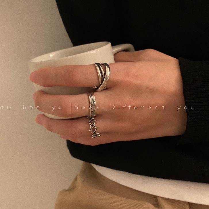 Happy-store ❤️ Bộ Nhẫn Hở Phong Cách Hip Hop Cổ Điển Cho Nữ