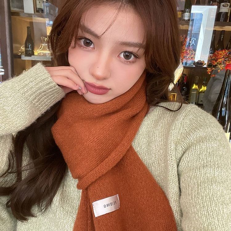 Khăn Choàng Dệt Kim Dày Dặn Giữ Ấm Mùa Thu Đông Phong Cách Nhật Hàn