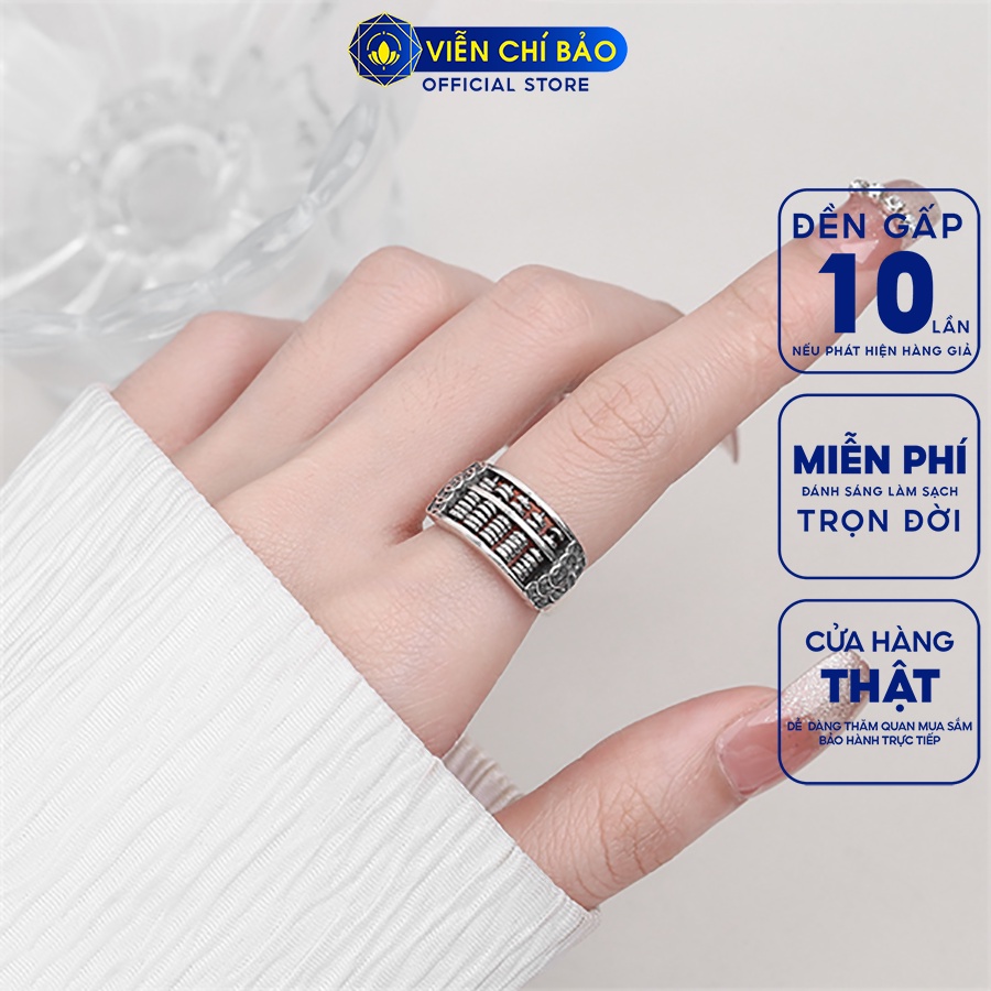 Nhẫn bạc nữ Bàn tính kim tiền ngũ đế chất liệu bạc 925 thời trang phụ kiện trang sức Viễn Chí Bảo N000622