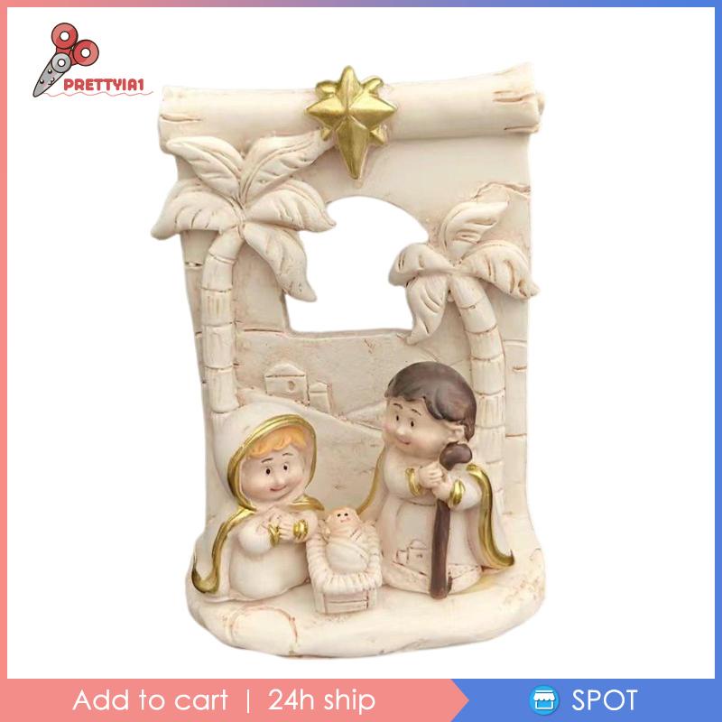 [Prettyia1] Tượng Gia Đình Thánh Giáng Sinh Để Bàn Hoặc Trưng Bày Trang Trí
