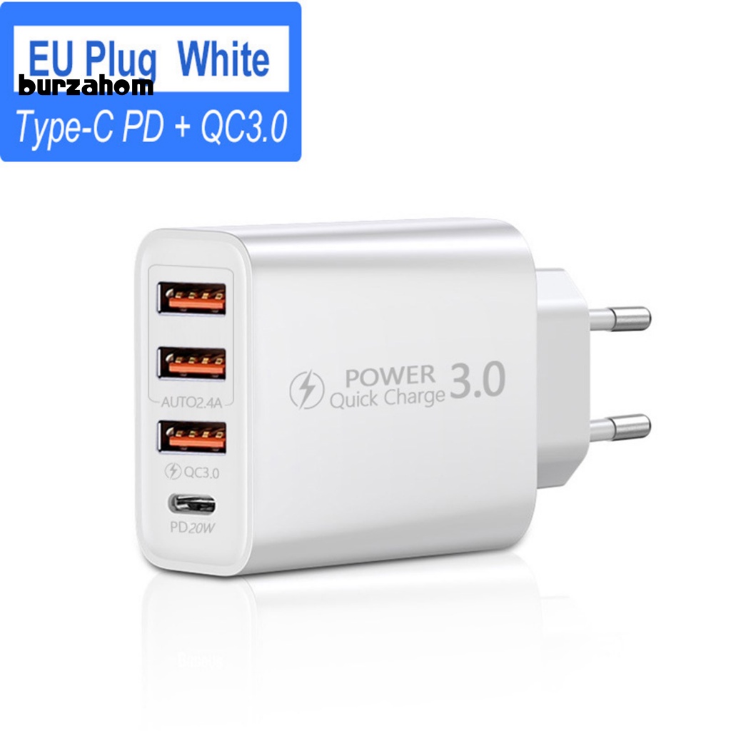 Bộ Chia 3 Cổng Sạc USB Và Type-C Phích Cắm EU Đa Năng Cho Điện Thoại