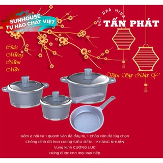 Bộ 4 Món Vân Đá Đáy Từ Cao Cấp SUNHOUSE Chính Hãng