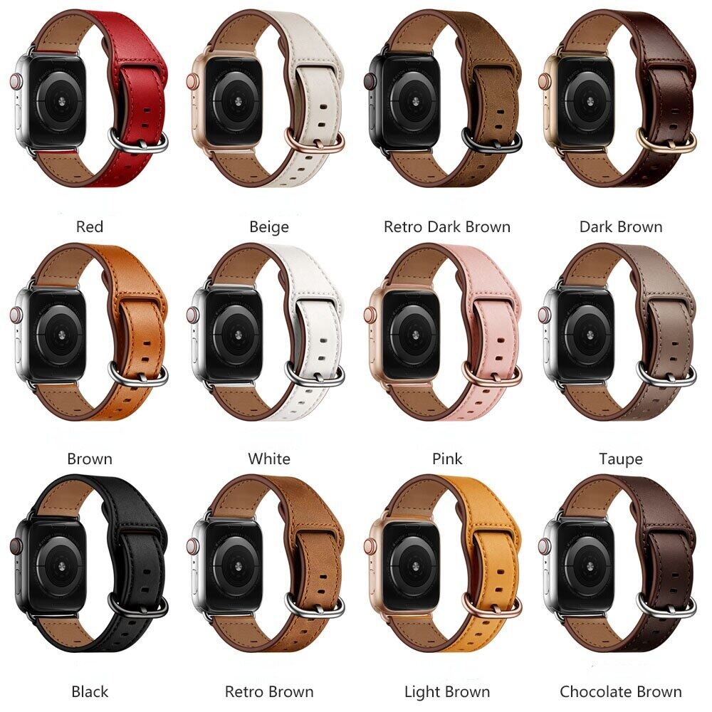 Dây Đeo Bằng Da Thật Chất Lượng Cao Cho Đồng Hồ Thông Minh Apple Watch 8 7 6 45mm 41mm I Watch Series 8 7 6 SE 5 4 3 2 1 44mm 40mm 49mm Ultra