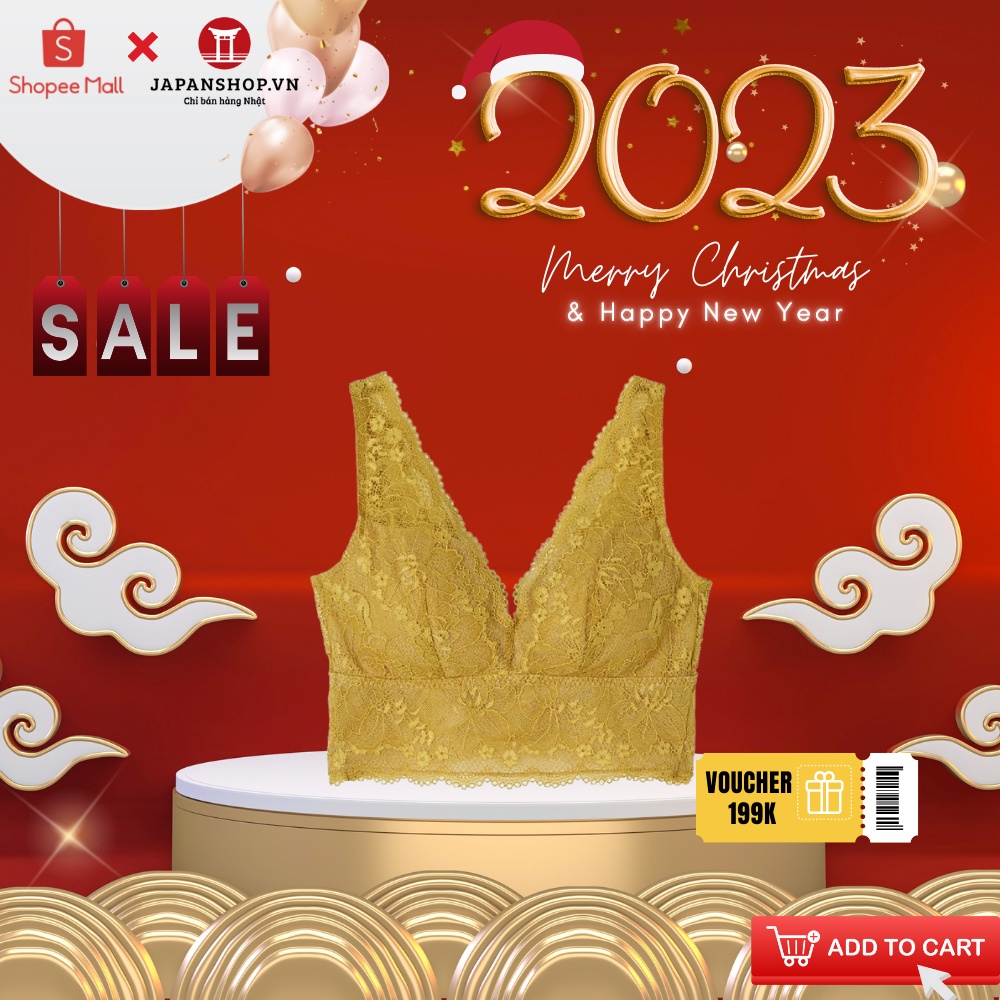 Áo lót ren nâng ngực Tuché Gunze Cami Bra JB1005H định hình ngực, đệm 3cm Nhật Bản