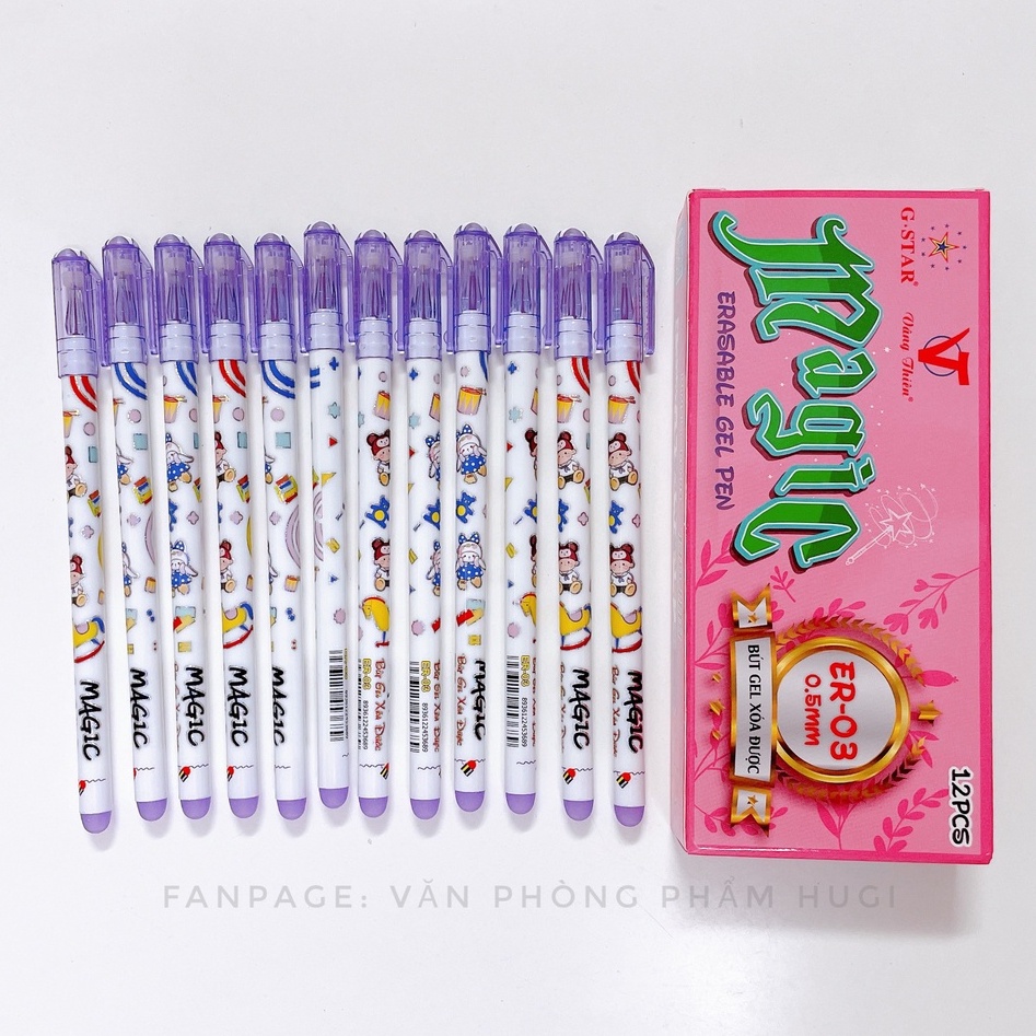 Hộp 12 Cây Bút Gel Tẩy Xóa được Gstar ER-03  mực đậm và đều chuyên dành cho học sinh tiểu học