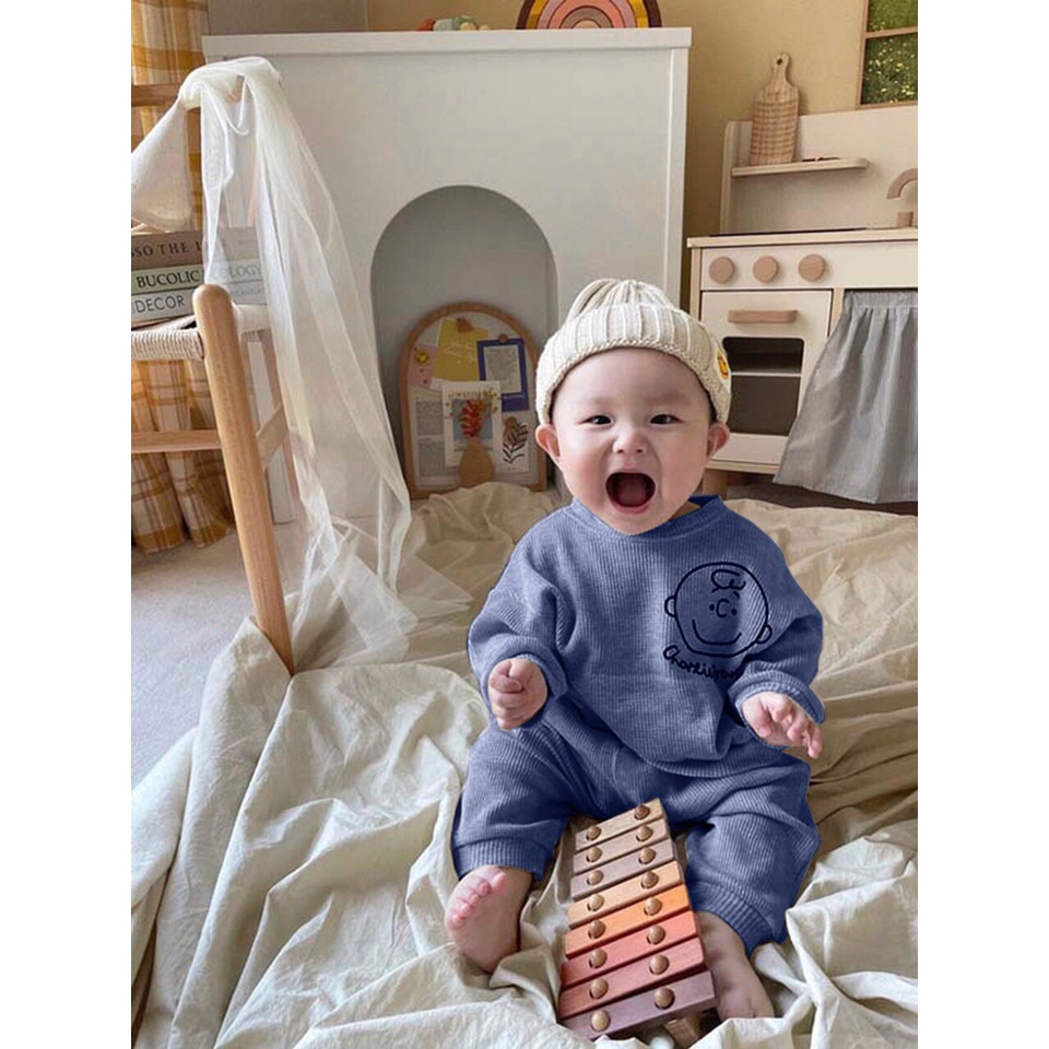 Bộ quần áo dài họa tiết hoạt hình đáng yêu chất len xốp tổ ong cho bé trai - bé gái từ 7 đến 18 kg, SUN KID'S