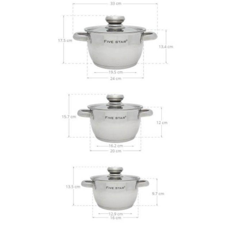 BỘ NỒI FIVE STAR #3_ĐÁY CAO CẤP