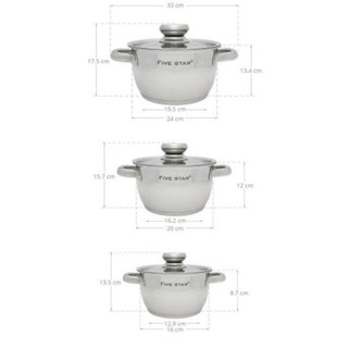 Bộ nồi five star #3_đáy cao cấp