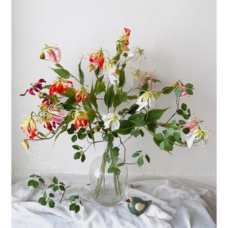Hoả Diệm Bách Hợp - Mô Phỏng Hoa Ly Lửa - Cành Hoa Decor Trang Trí - Chất Liệu Cao Cấp