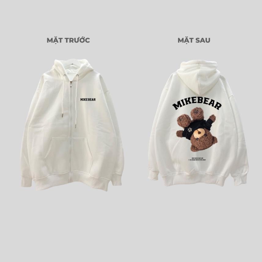 Áo Hoodie Có Khóa, Áo Khoác Có Mũ Chất Nỉ Bông Dày Dặn In Họa Tiết Miken Bear Gấu Cực Chất.