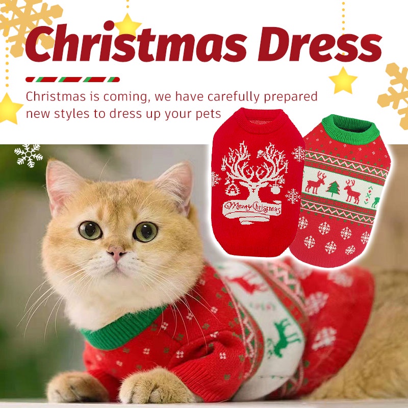 HamshMoc Áo Sweater Dệt Kim Mềm Mại In Họa Tiết Tuần Lộc / Bông Tuyết Giáng Sinh Cho Thú Cưng