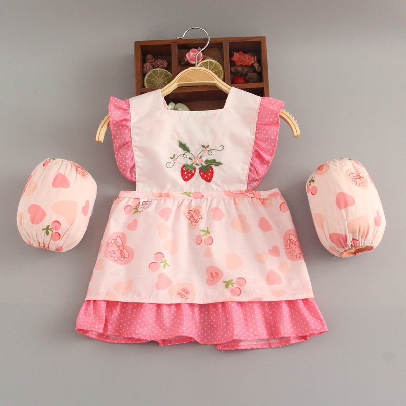 Nhanh Chóng❀Tạp Dề Cotton Chống Thấm Nước Phong Cách Công Chúa Cho Bé Gái