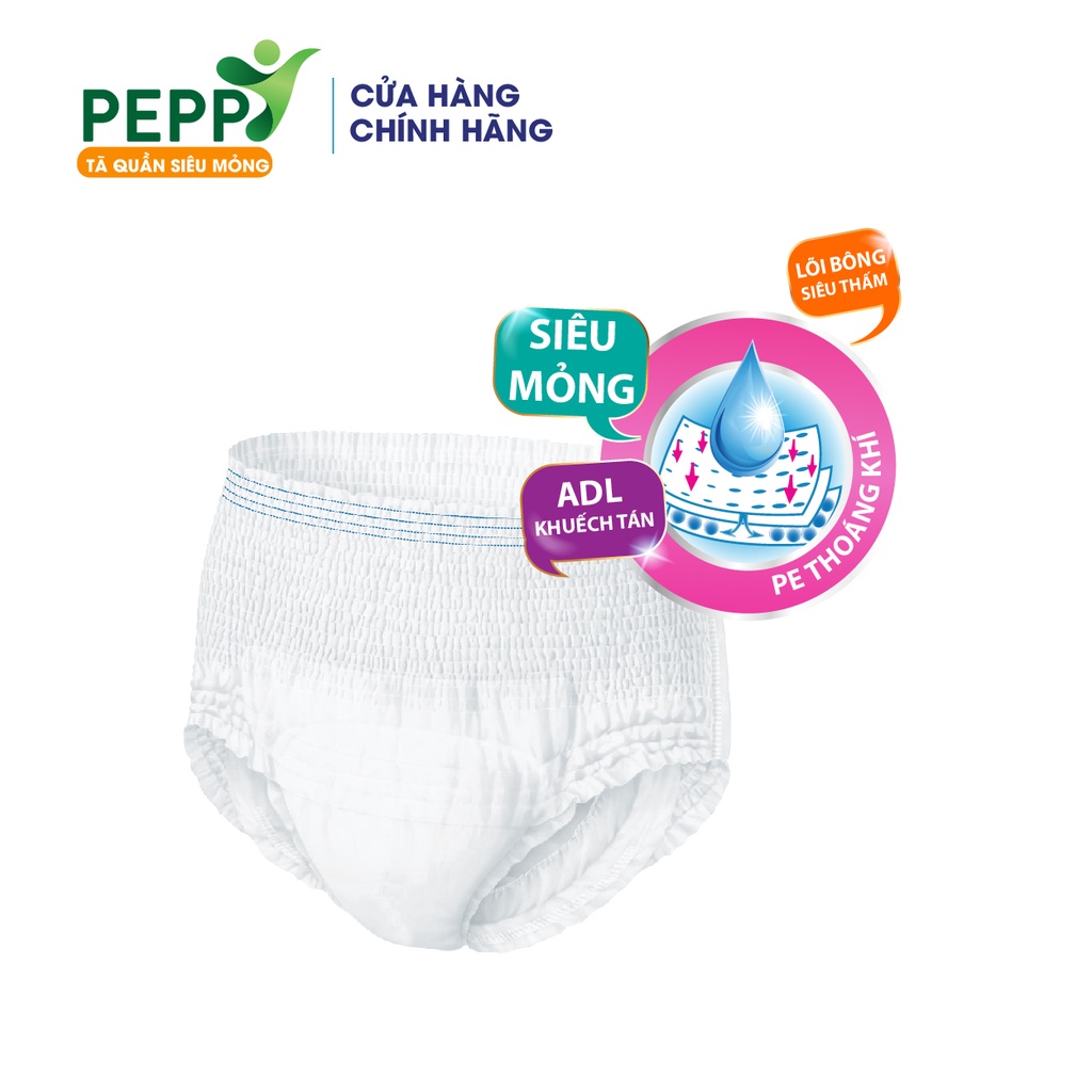 Combo 6 gói Tã quần người lớn Peppy siêu mềm, siêu mỏng, siêu khô thoáng size M 48 miếng