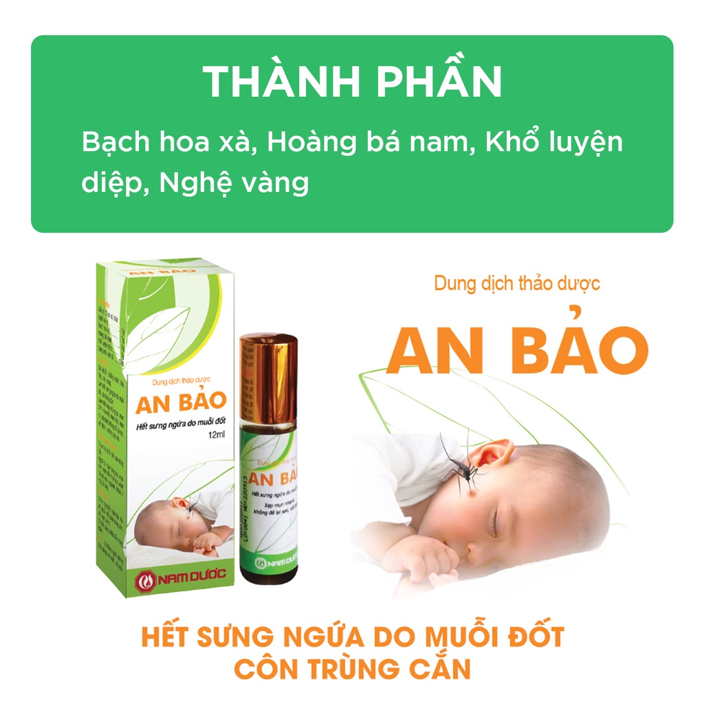 DUNG DỊCH THẢO DƯỢC AN BẢO HẾT SƯNG NGỨA DO MUỖI ĐỐT 12ML