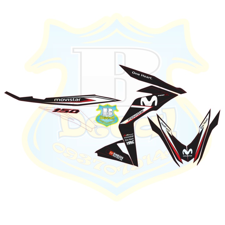 DECAL PVC 5 LỚP CHẤT LƯỢNG CAO Tem rời winner movistar trắng đen đỏ