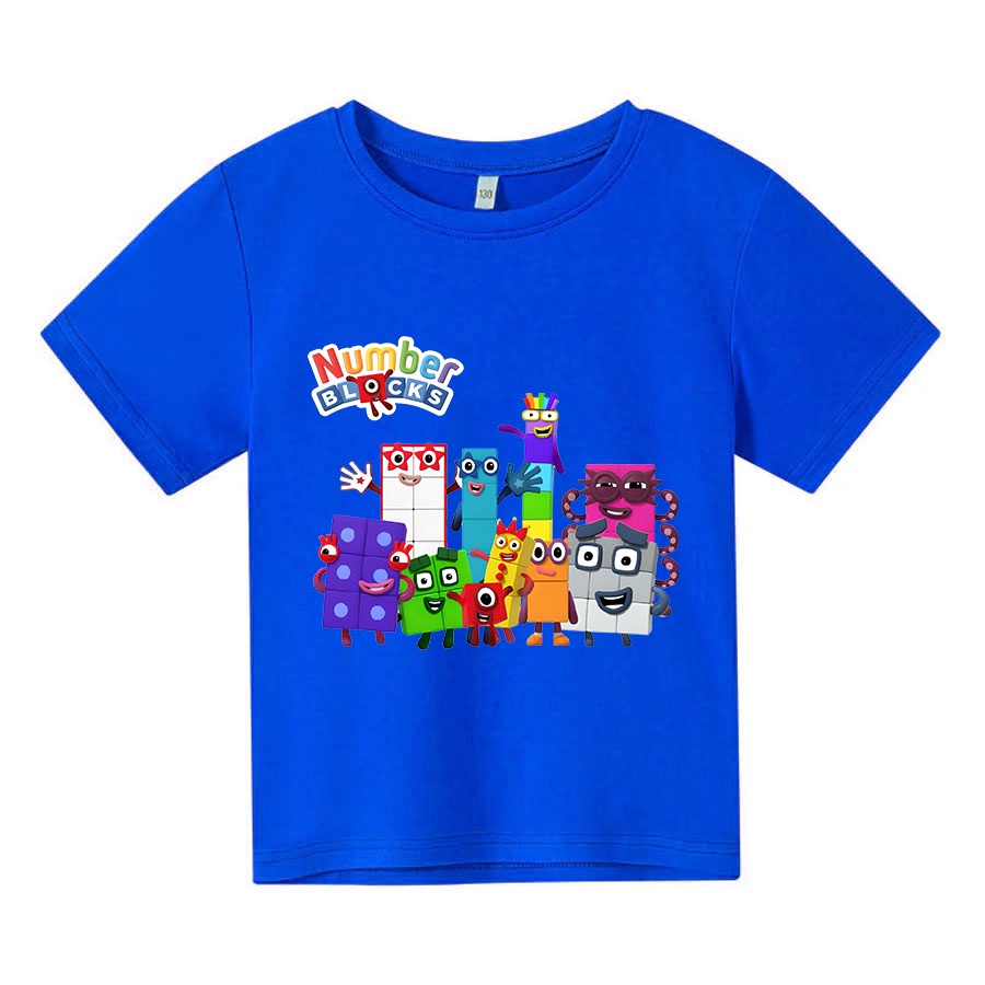Áo thun trẻ em number block, 4 màu, có size người lớn, King Cotton