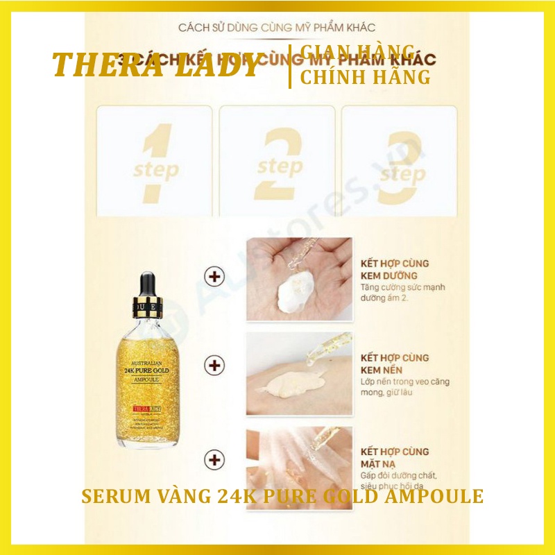 Serum Tinh Chất Gold 24K Pure Gold Ampoule Của Úc 100ml - Giúp Trắng Sáng Vạn Người Mê, Cho Da Mềm Mịn Tươi Sáng