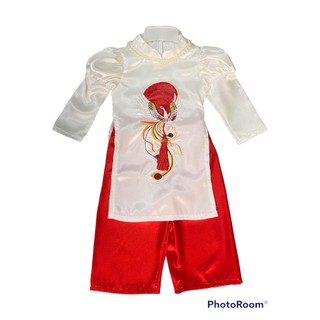 Bộ quần áo dài bé gái phi lụa thêu chim phượng hoàng 8-28kg Angel Baby Thời Trang Thiết Kế