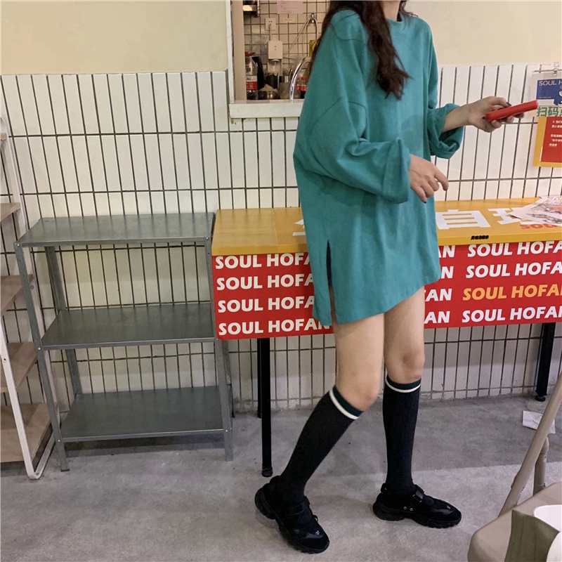 NRVP Áo thun nữ dài tay dáng rộng phong cách Hàn Quốc 2023