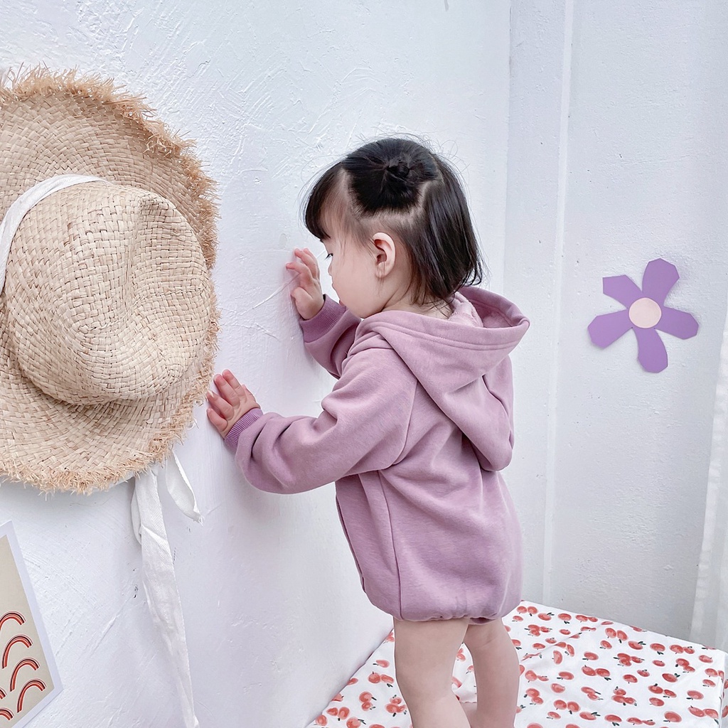 Sanlutoz Áo Liền Quần Tay Dài Có Mũ Trùm Vải Cotton Thời Trang Thu Đông Dễ Thương Cho Bé Sơ Sinh