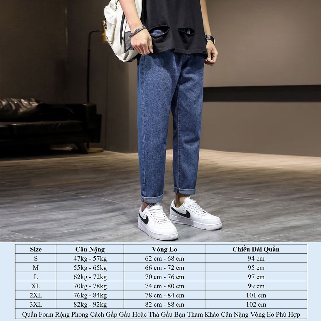 Quần Jean Baggy Nam VICENZO Ống Rộng Đen Xanh Phong Cách Unisex Trẻ Trung, Quần Baggy Bò Jeans Nam Ống Rộng Thoải Mái | BigBuy360 - bigbuy360.vn