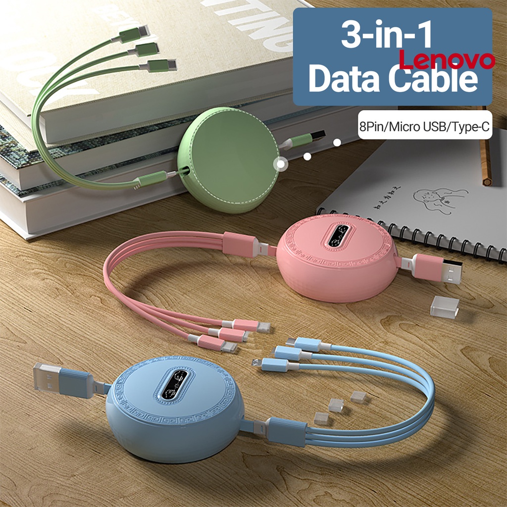 Dây cáp sạc nhanh LENOVO KC-Data 3 trong 1 8Pin / Micro USB / Type-C đa năng tiện dụng