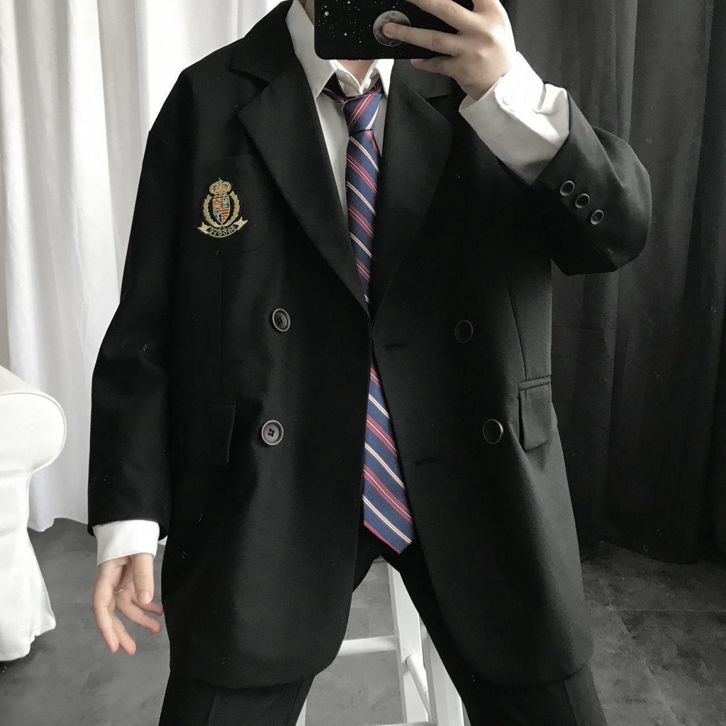 Áo blazer nam hàn quốc vintage unisex bigsize áo khoác  Bộ Đồng Phục Học Sinh Phong Cách Hàn Quốc Mới Cho Nam