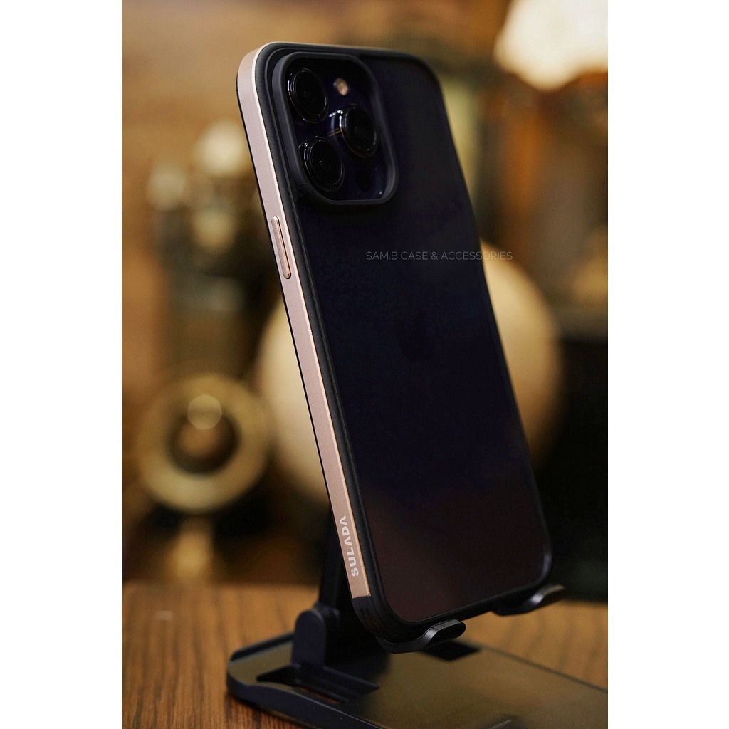 Ốp Lưng Sulada Viền Kim Loại Mặt Lưng Trong cho iPhone 14/ 14 Plus/ 14 Pro/ 14 Pro Max - Hàng Chính Hãng