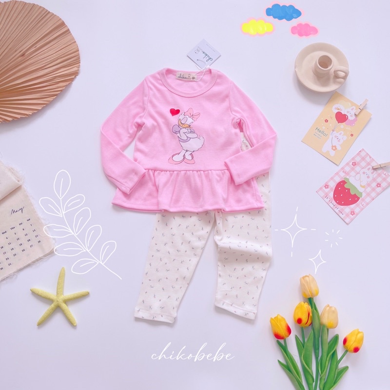 Bộ tay dài bé gái in hình xuất Nhật Chikobebe