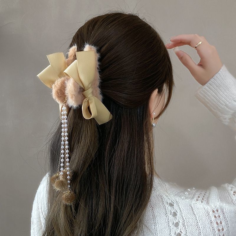 Bán Chạy#Kẹp Tóc Đính Lông Nhung Thời Trang Thu Đông Hàn Quốc