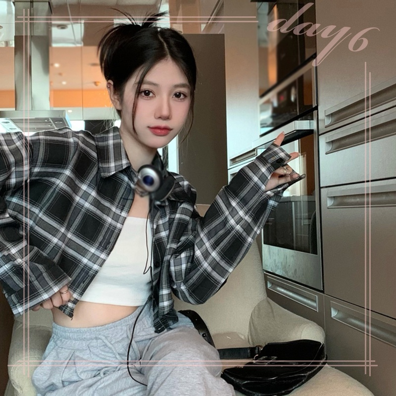 Áo Sơ Mi Caro Tay Dài Dáng Rộng Trẻ Trung Hợp Thời Trang Hàn Quốc Cho Bạn Gái