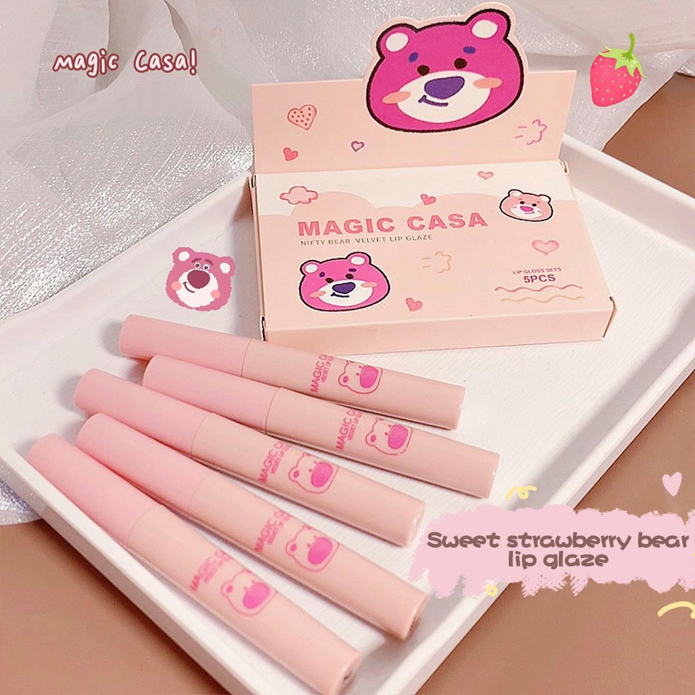 Set 5 Son Môi Dưỡng Ẩm Lâu Trôi Chống Thấm Nước Không Phai Màu Chất Lượng Cao