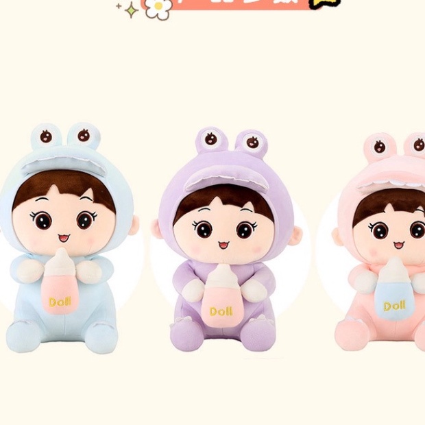 Gấu Bông Bé Khủng Long Ôm Bình Sữa, Em Bé Ôm Bình Sữa Cute Có Khóa Kéo, Thú Nhồi Bông Cao Cấp Dễ Thương - Hàng mới về